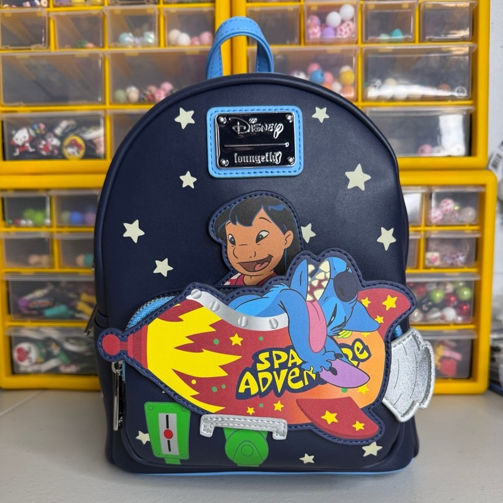 ❤️SOLD❤️ LOUNGEFLY DISNEY LILO & STITCH SPACE GLOW IN THE DARK BACKPACK